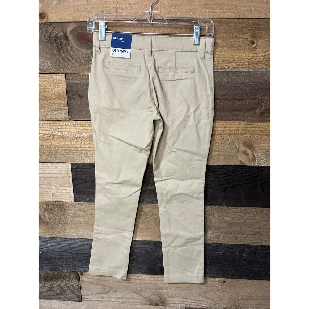 OLD NAVY Girls’ Skinny Stretch Adjustable Waist Khaki Uniform Pants Size 10 NWT